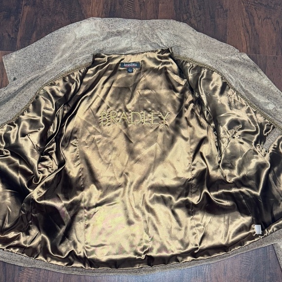 BRADLEY BAYOU women’s distressed crackle brown leather jacket Western Boho Large - Picture 15 of 17